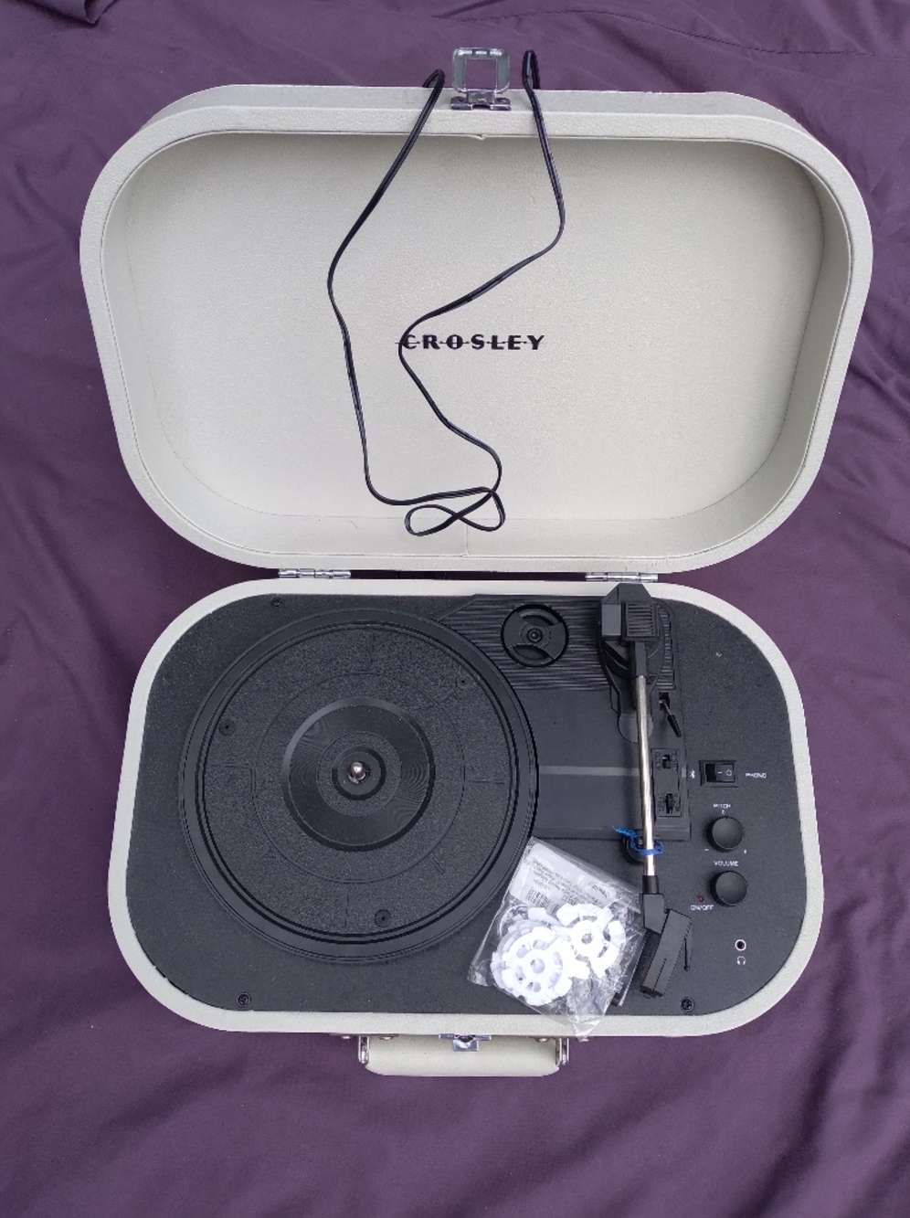 Crosley White Portable Suitcase Turntable - Travel-Ready